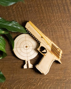 Wooden 9mm Replica Rubber Band Gun