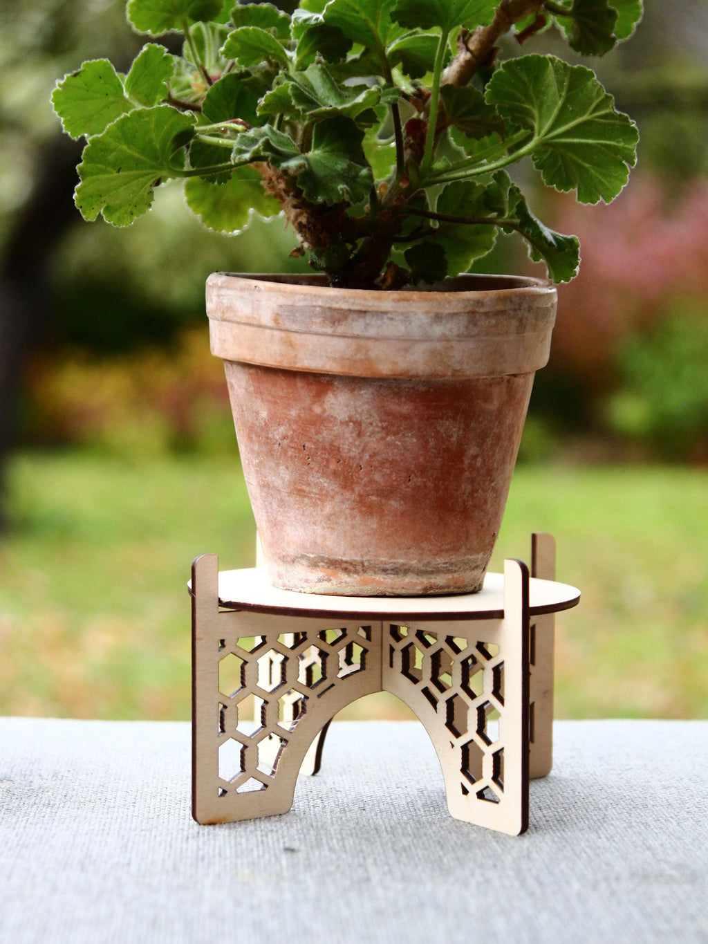 Laser Cut Wooden Plant Stand