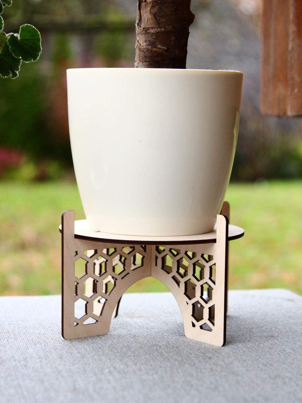 Laser Cut Wooden Plant Stand