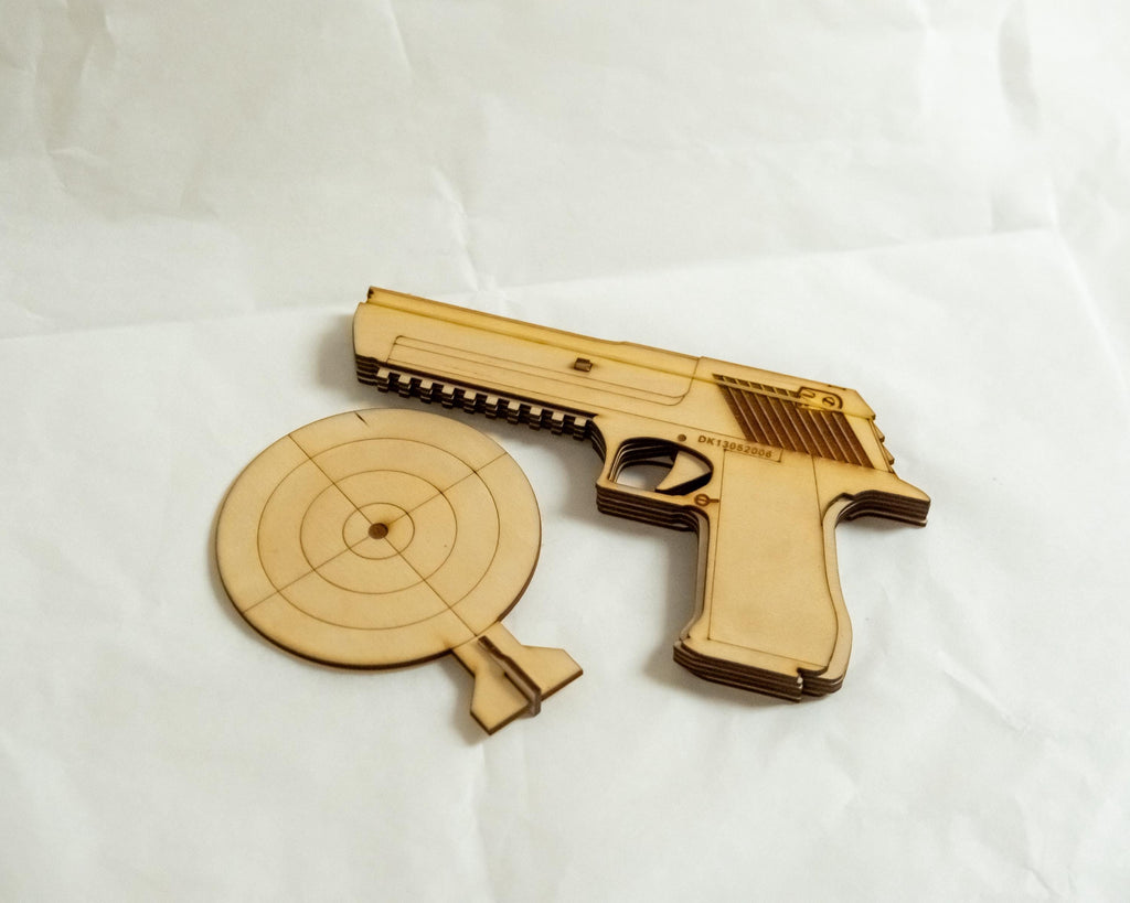 Wooden 9mm Replica Rubber Band Gun