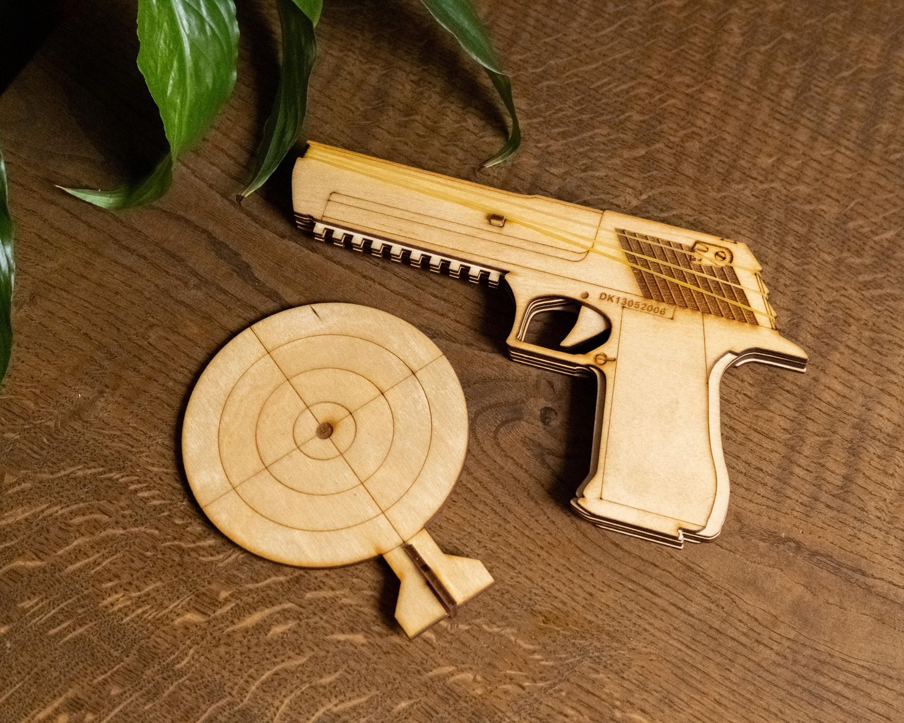 Wooden 9mm Replica Rubber Band Gun