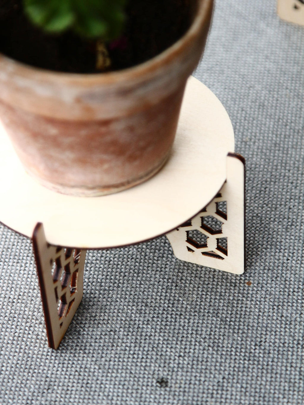 Laser Cut Wooden Plant Stand