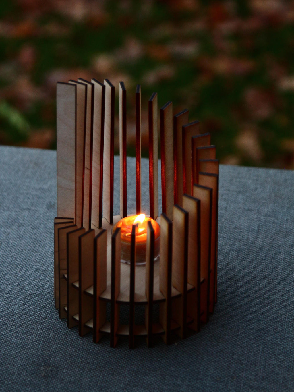 Cylinder Wooden Candle Holder