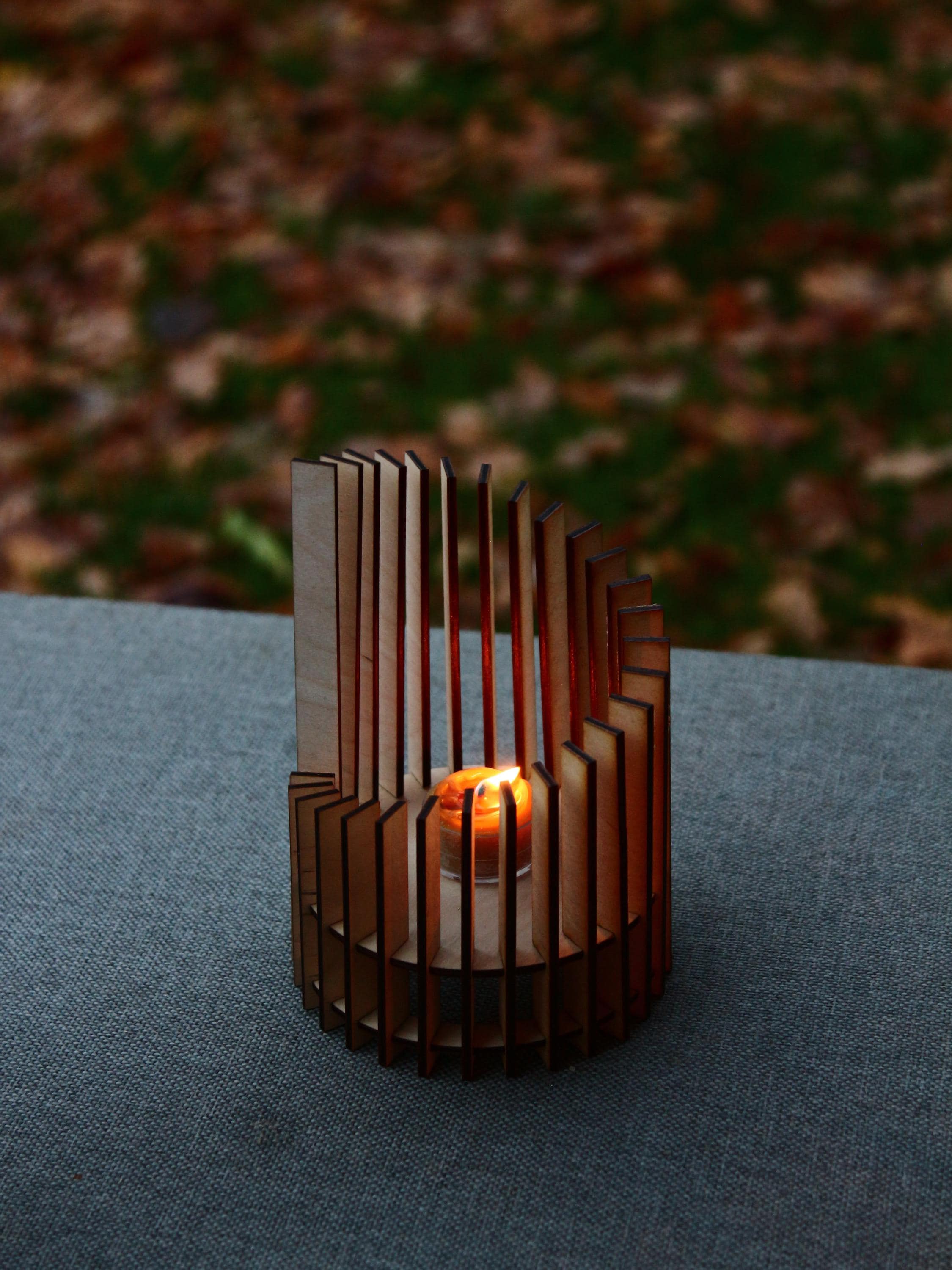 Cylinder Wooden Candle Holder