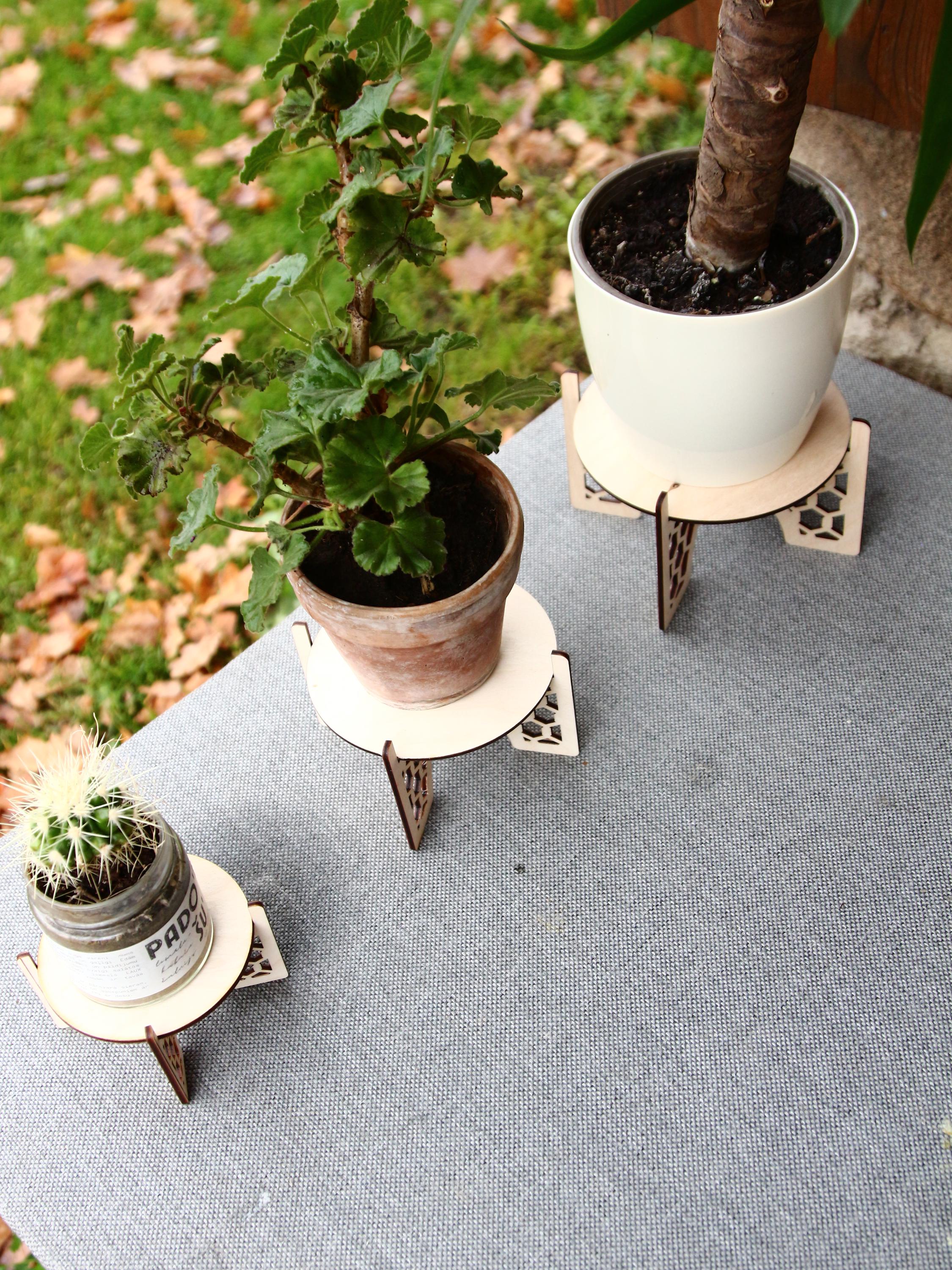 Laser Cut Wooden Plant Stand